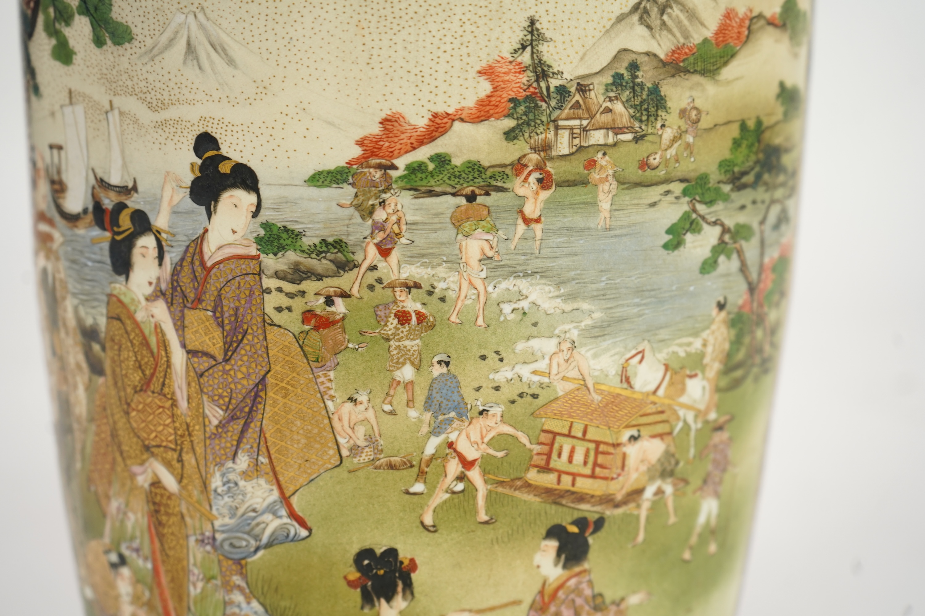 A large Japanese Satsuma pottery vase, early 20th century, 48cm high. Condition - good